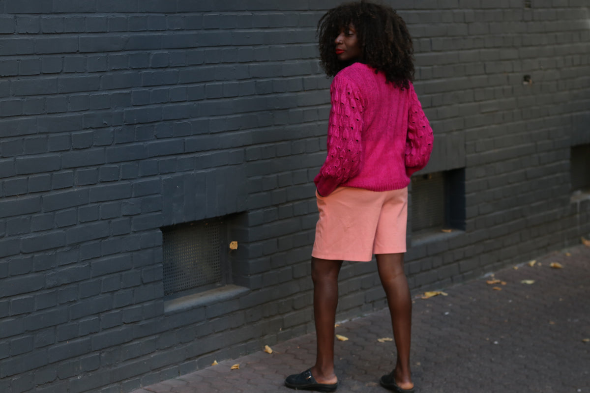 Vintage Magenta Knit Jumper - 1980s Fuchsia Knitwear Sweater | S/M