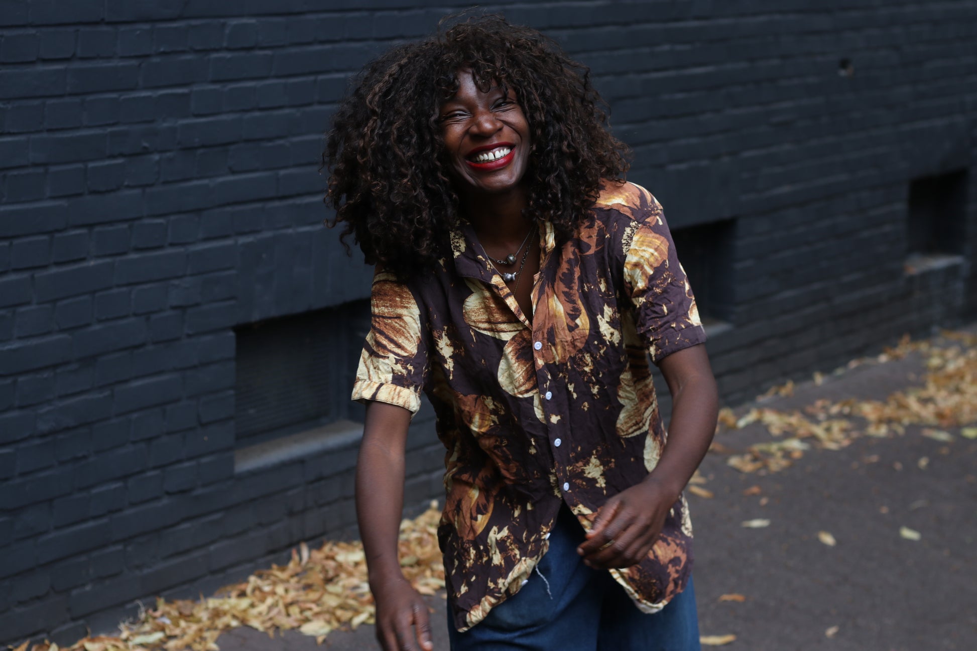 Vintage 90s Floral Short Sleeve Shirt Brown Beige M