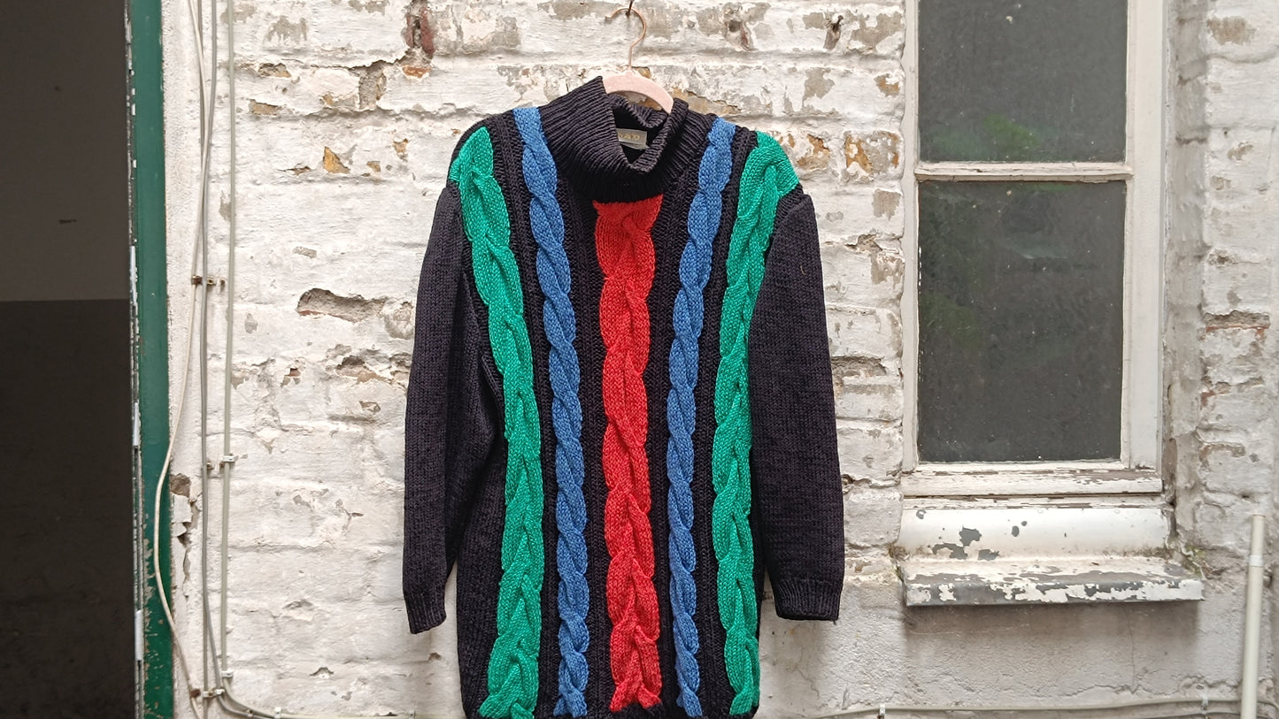 Pensato Vintage 80s Chunky Cable Knit Sweater - Handmade in Italy