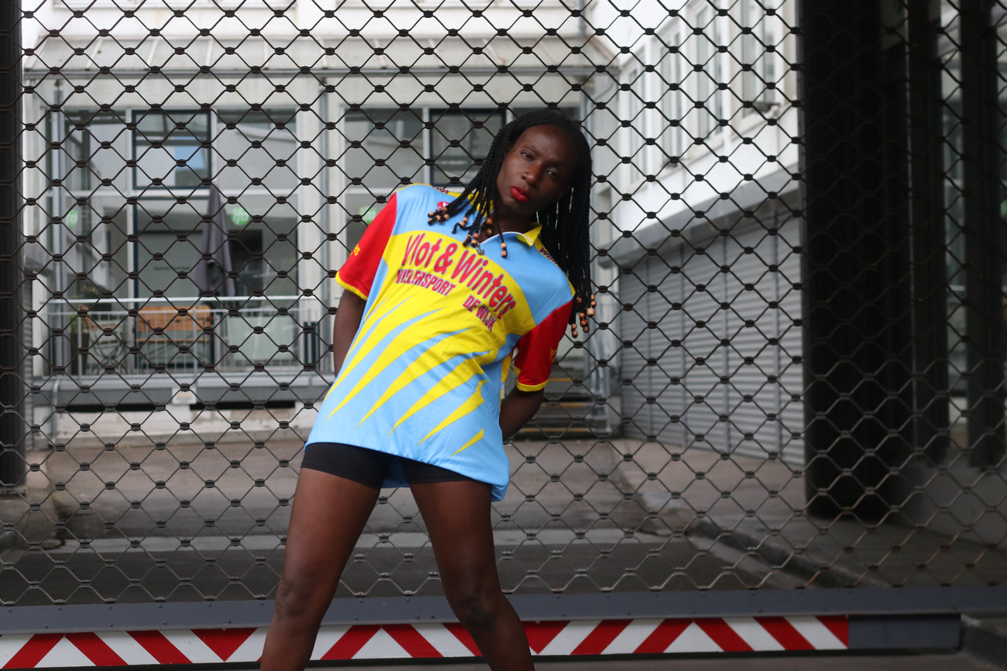 Vintage Y2K Vlot & Winters Cycling Jersey - Yellow/Blue/Red