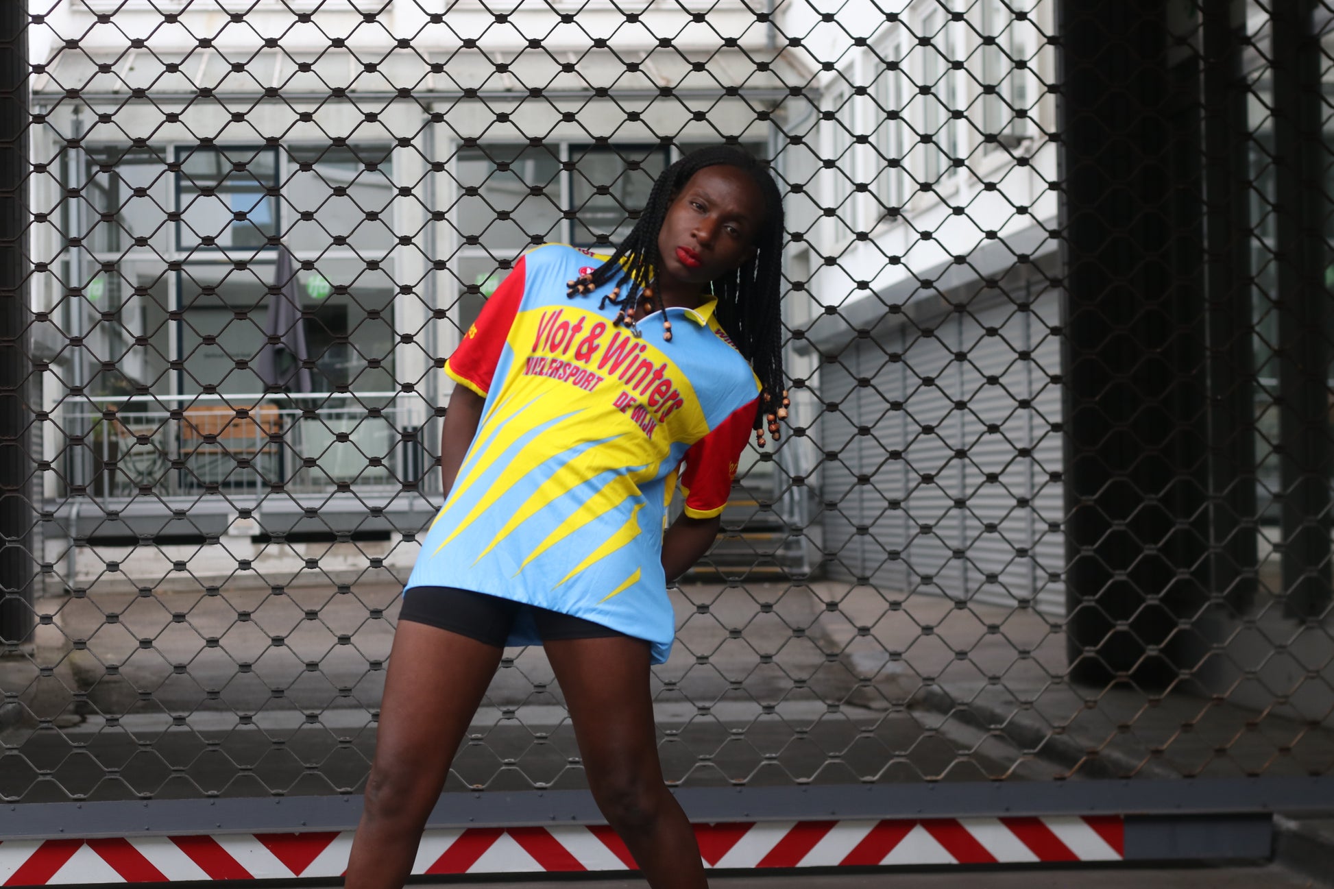 Vintage Y2K Vlot & Winters Cycling Jersey - Yellow/Blue/Red