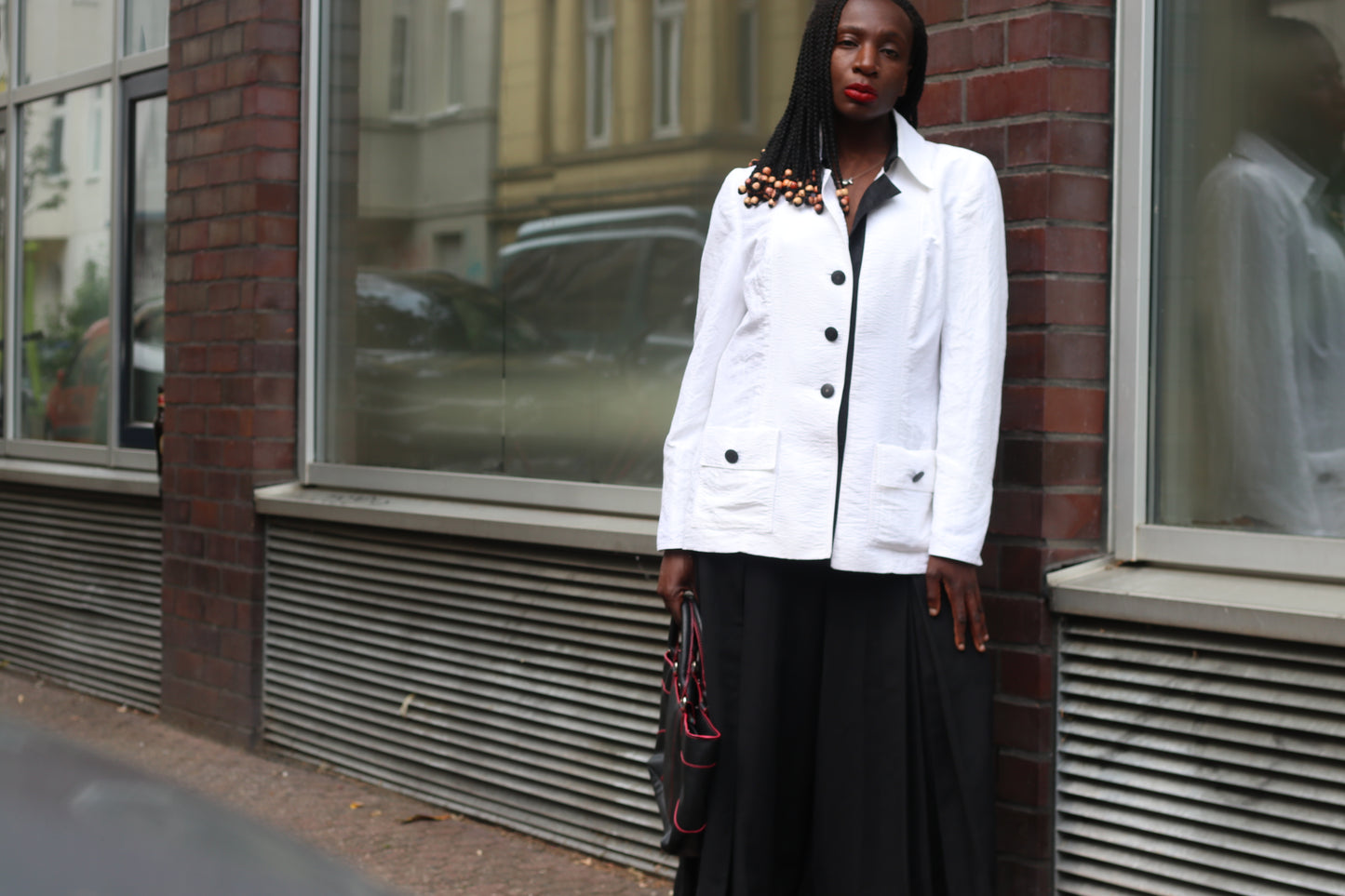 Gabi Garske Vintage 1980s White Crinkle Blazer Berlin Designer Avant Garde Jacket