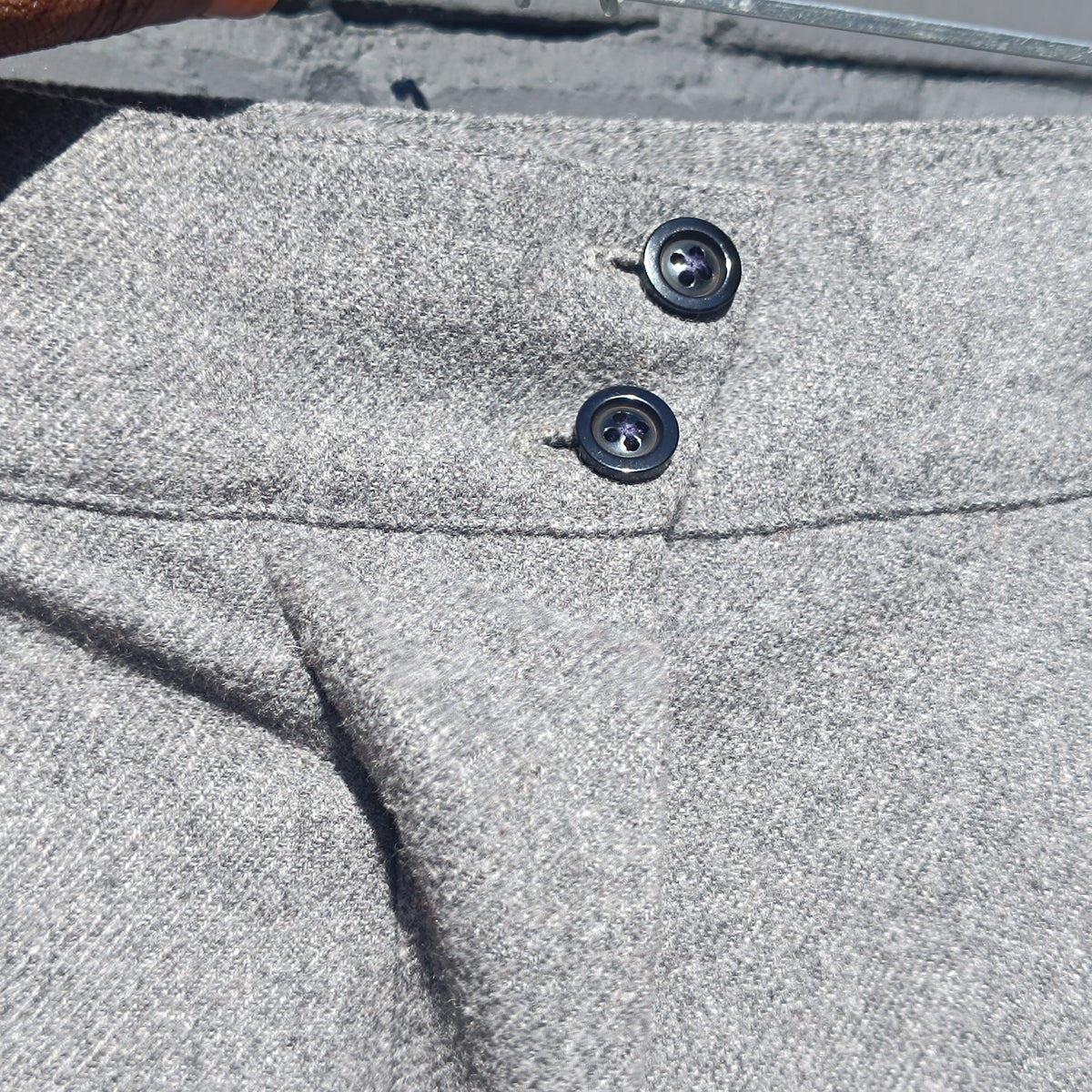 Vintage Grey Pleated Wool Trousers | High Waist Tapered Pants S