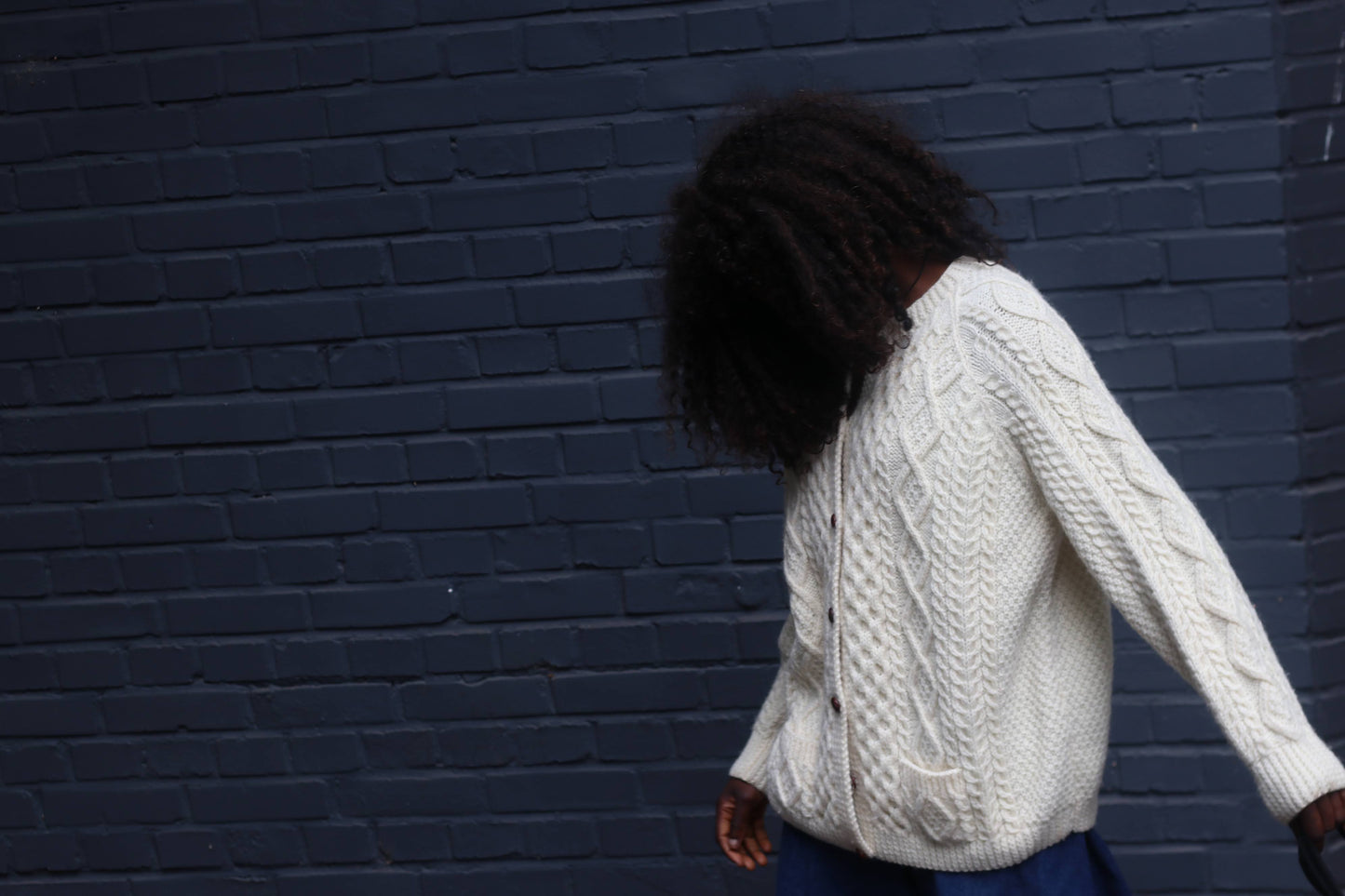 Irish Cable Knit Cardigan - Vintage 1970s Cream Aran Wool - M/L