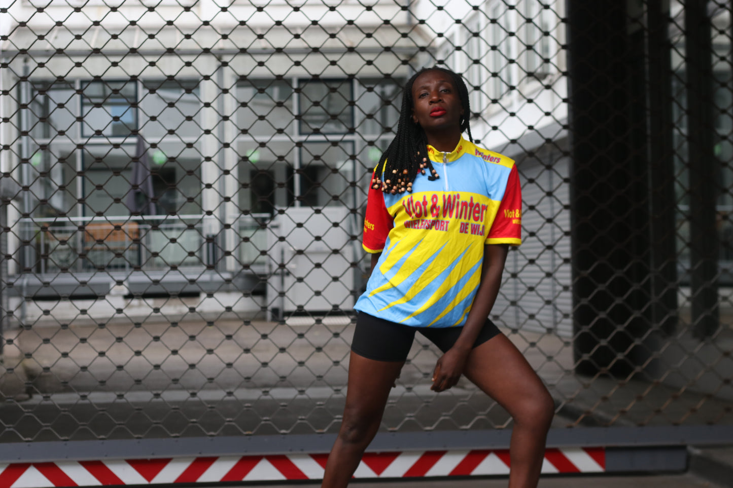 Vintage Y2K Vlot & Winters Cycling Jersey - Yellow/Blue/Red