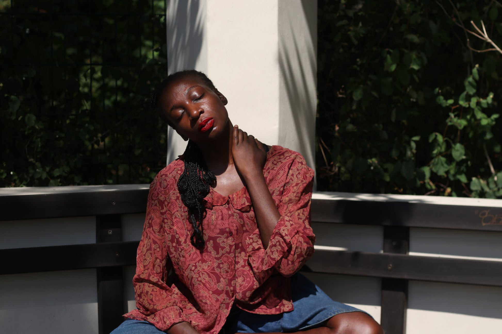 Vintage Silk Paisley Blouse | Plus Size 90s Red Ruffle Top 