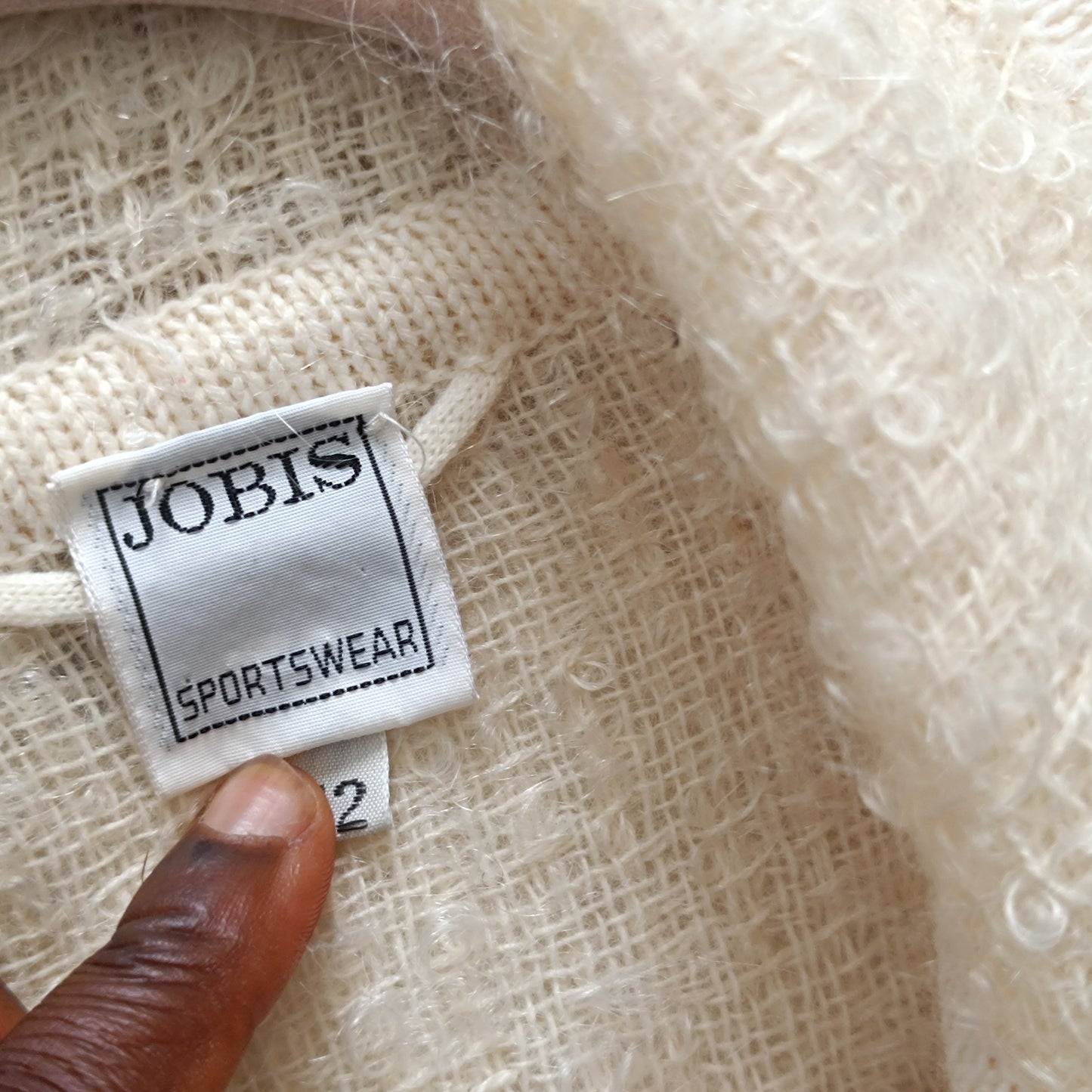 JOBIS Vintage Mohair Wool Jacket - 80s Cream Knit Cardigan Blazer
