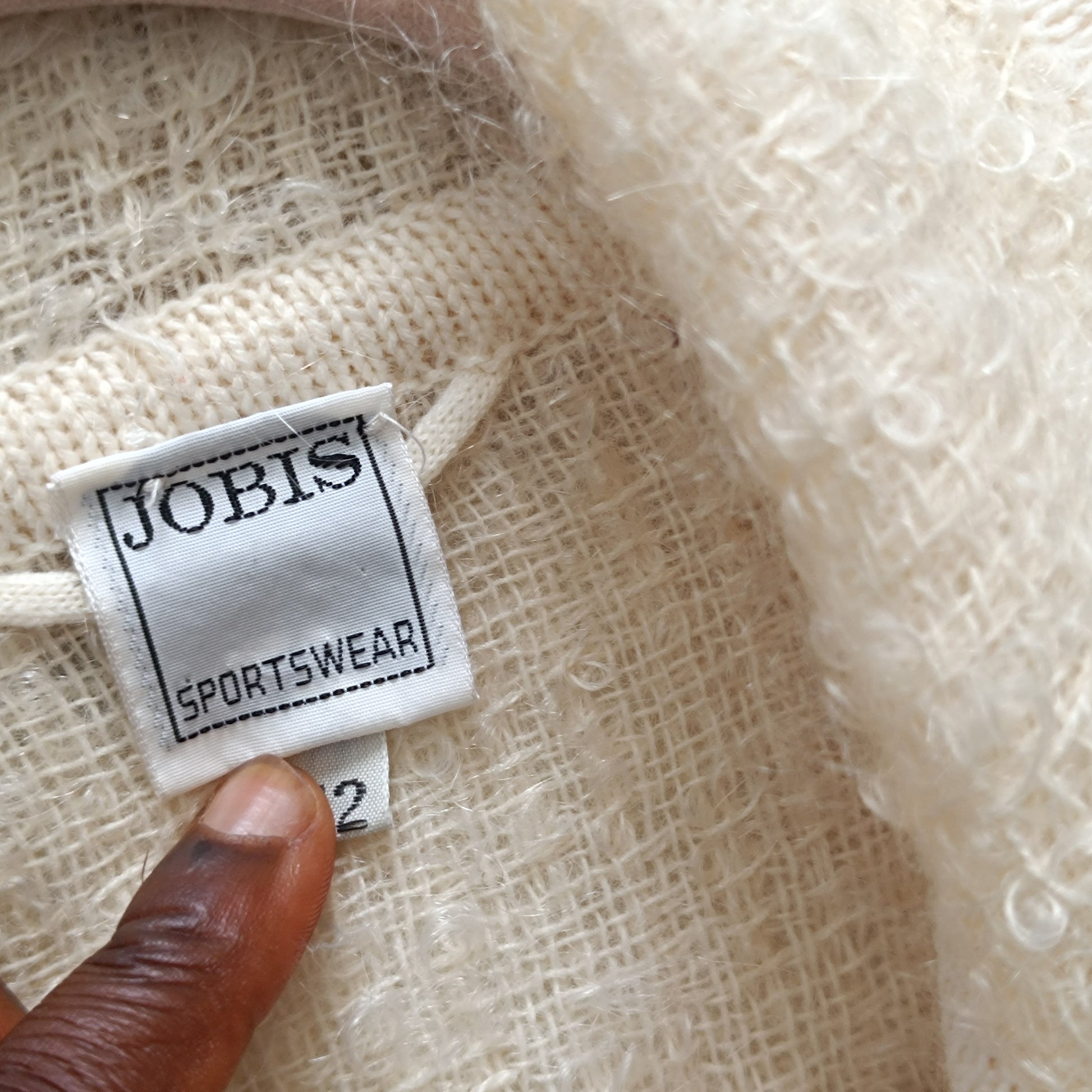 JOBIS Vintage Mohair Wool Jacket - 80s Cream Knit Cardigan Blazer