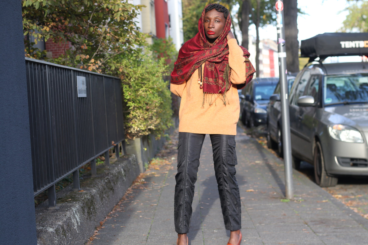 Vintage Paisley Fringe Scrap | 90s Burgundy Wrap Shawl | One Size
