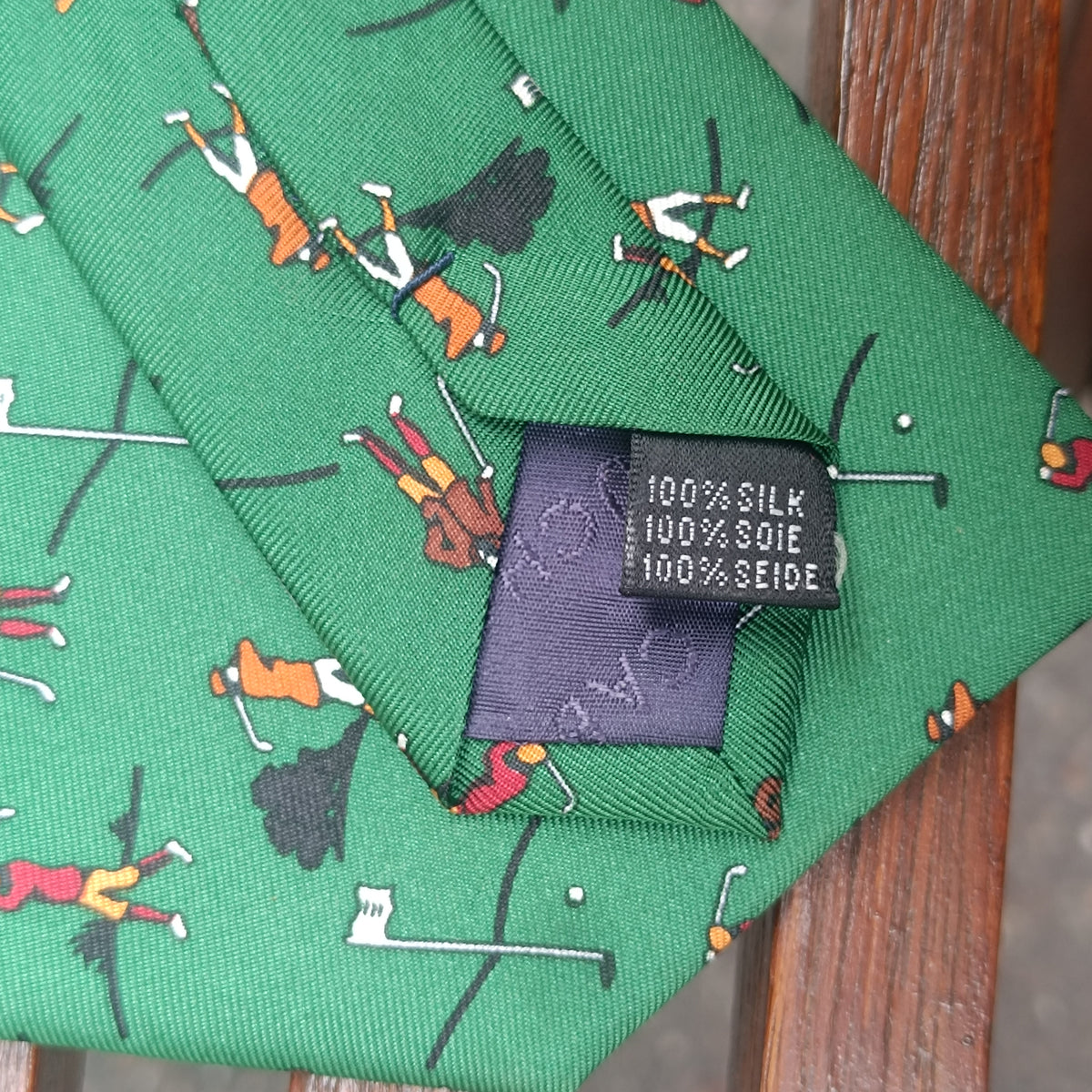 Vintage 90s Cabouchon Golf Silk Tie – Emerald Green Novelty Necktie
