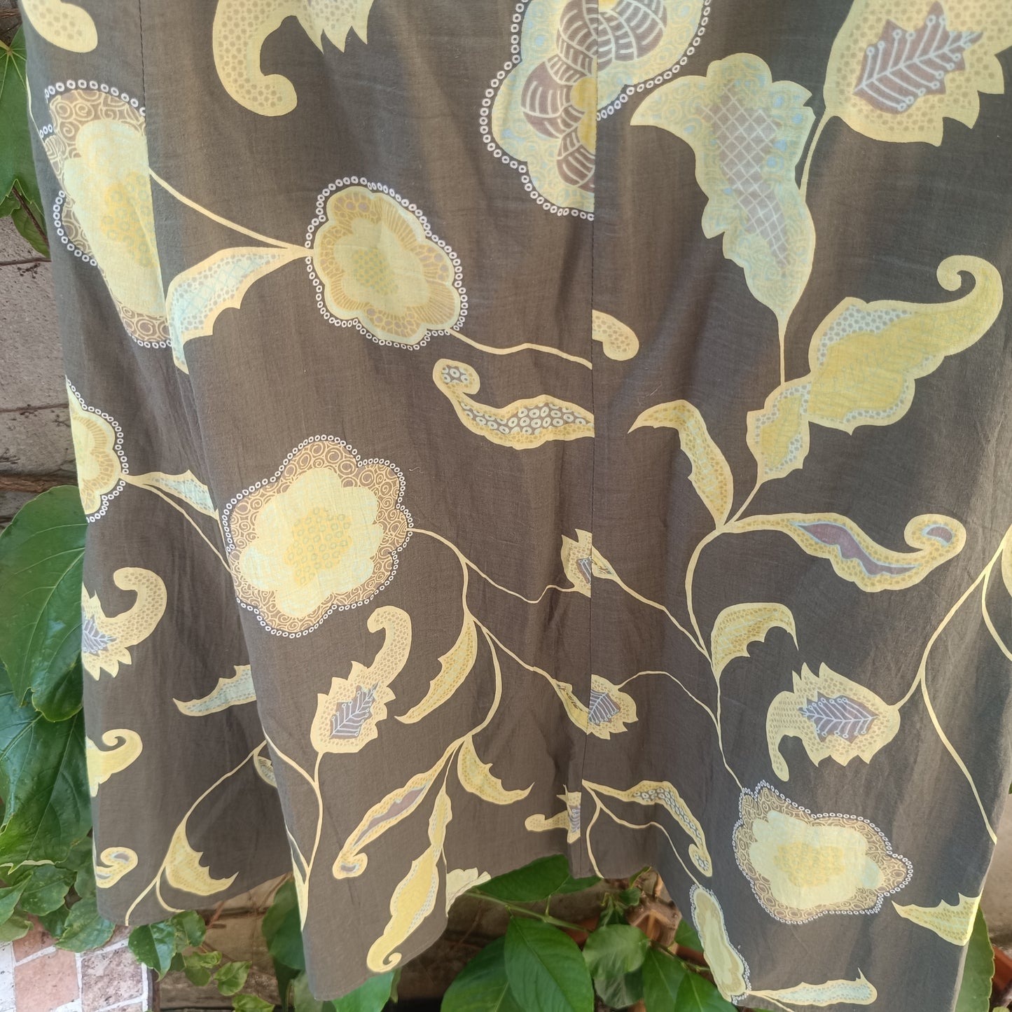 Floral Midi Skirt - Vintage 2000s Y2K Mexx Olive Green - Fits XS S