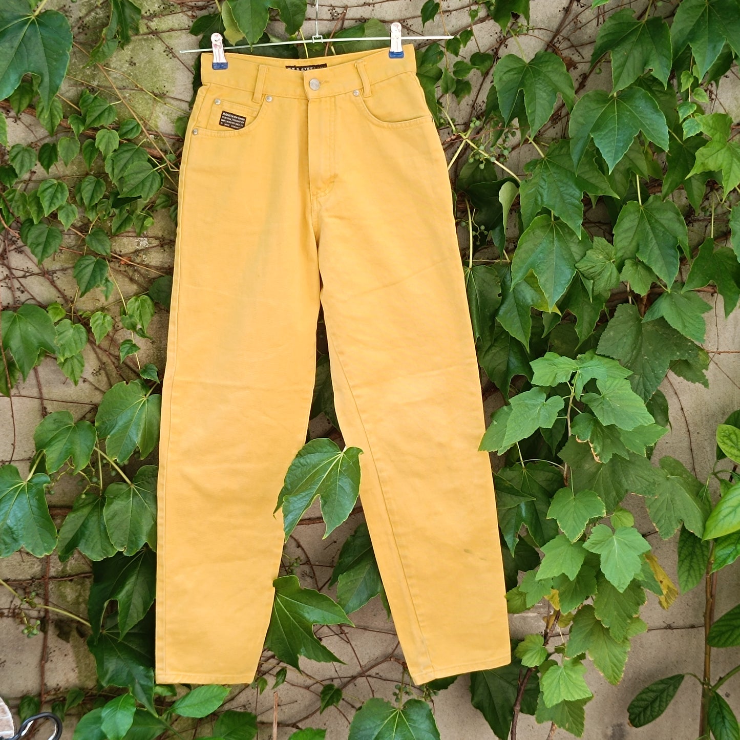 Vintage Yellow High Waist Jeans | 90s MASH Tapered Denim Pants