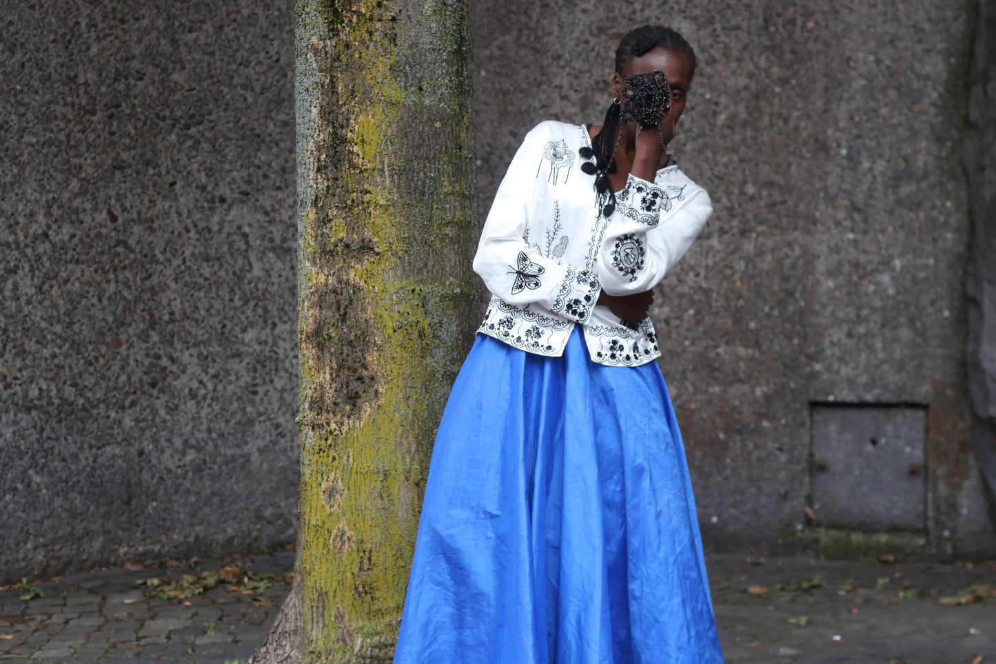 Vintage Blue Silk Maxi Skirt | 80s High Waist Pleated Party Skirt XS