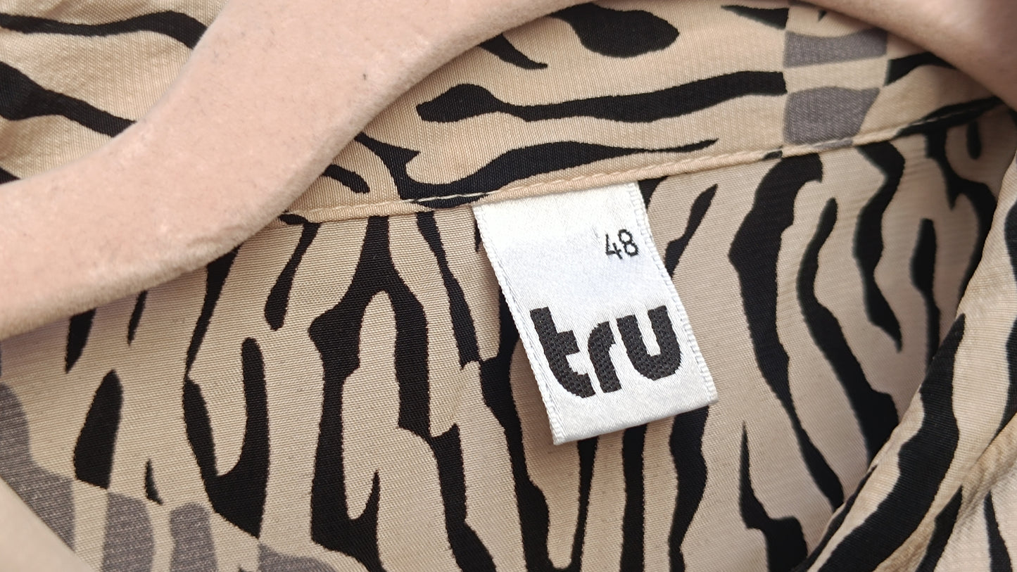  Vintage 90s Zebra Print Blouse - Oversized Animal Print Boho Top