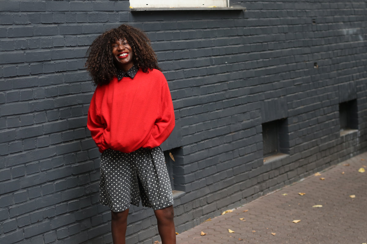 Vintage Red Wool Sweater | 80s Minimalist Knit Jumper | Bright Red Pullover