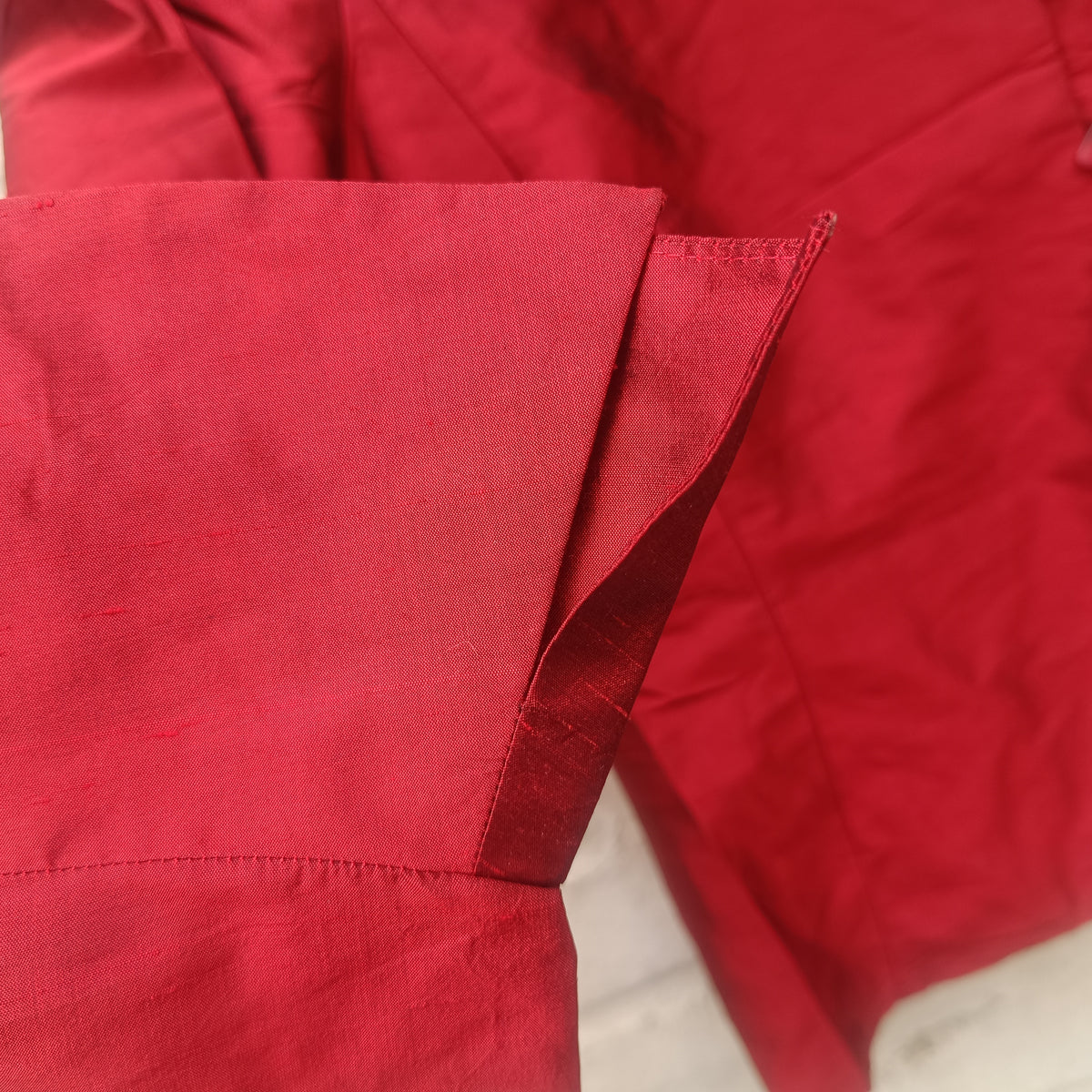Vintage Metallic Red Silk Blouse | 90s Tailored Long Sleeve Top - XS/S