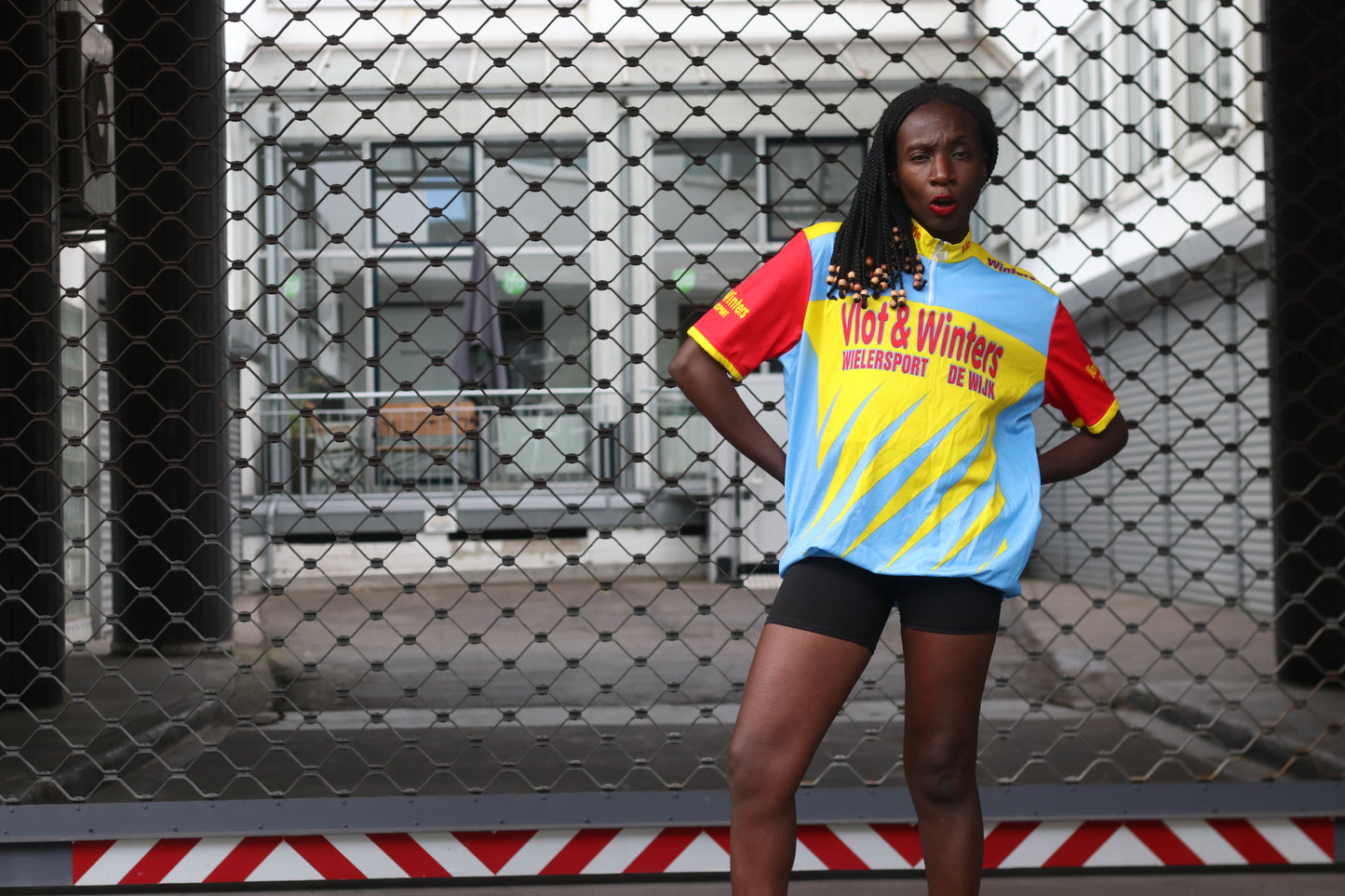 Vintage Y2K Vlot & Winters Cycling Jersey - Yellow/Blue/Red
