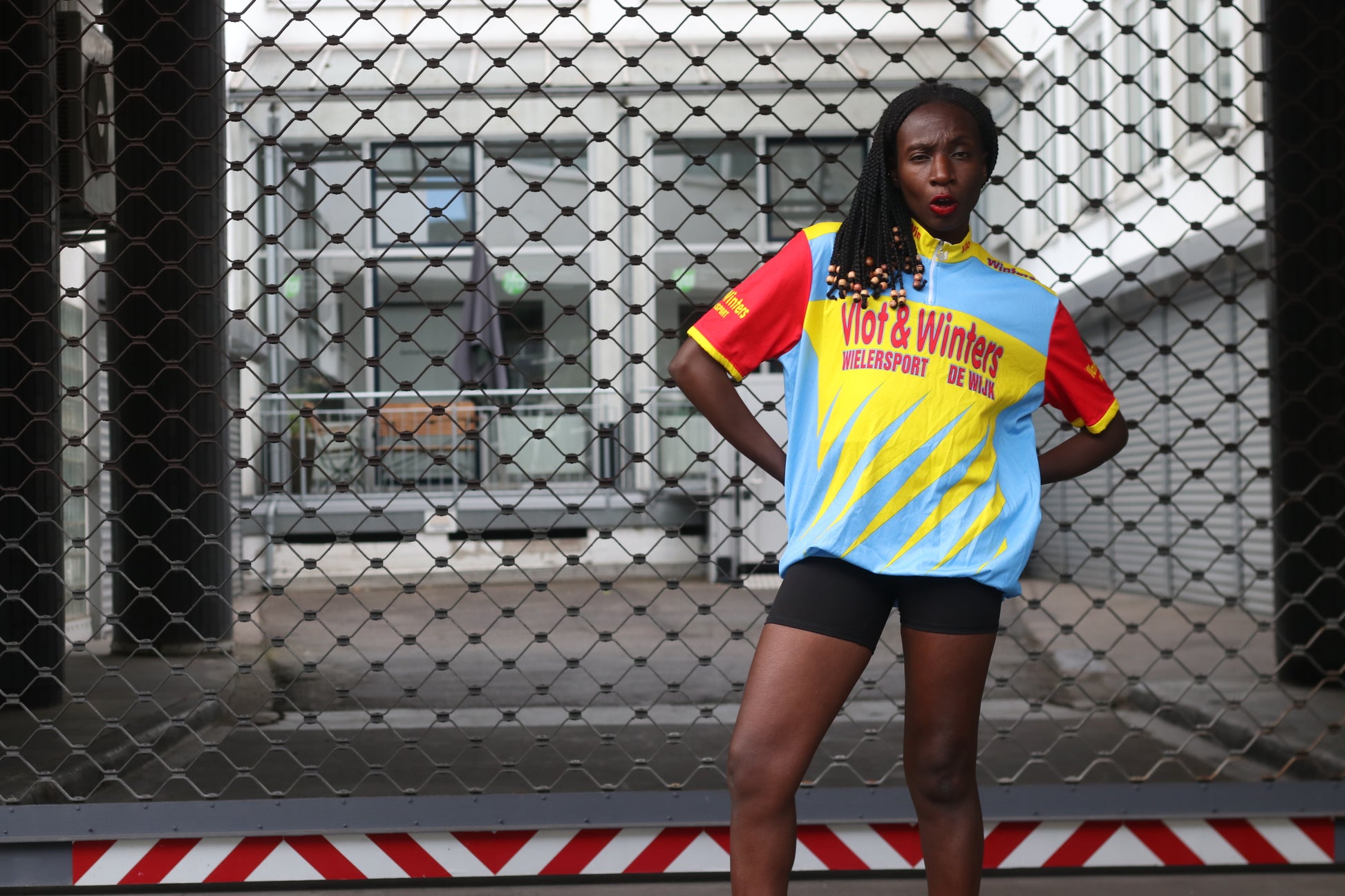 Vintage Y2K Vlot & Winters Cycling Jersey - Yellow/Blue/Red