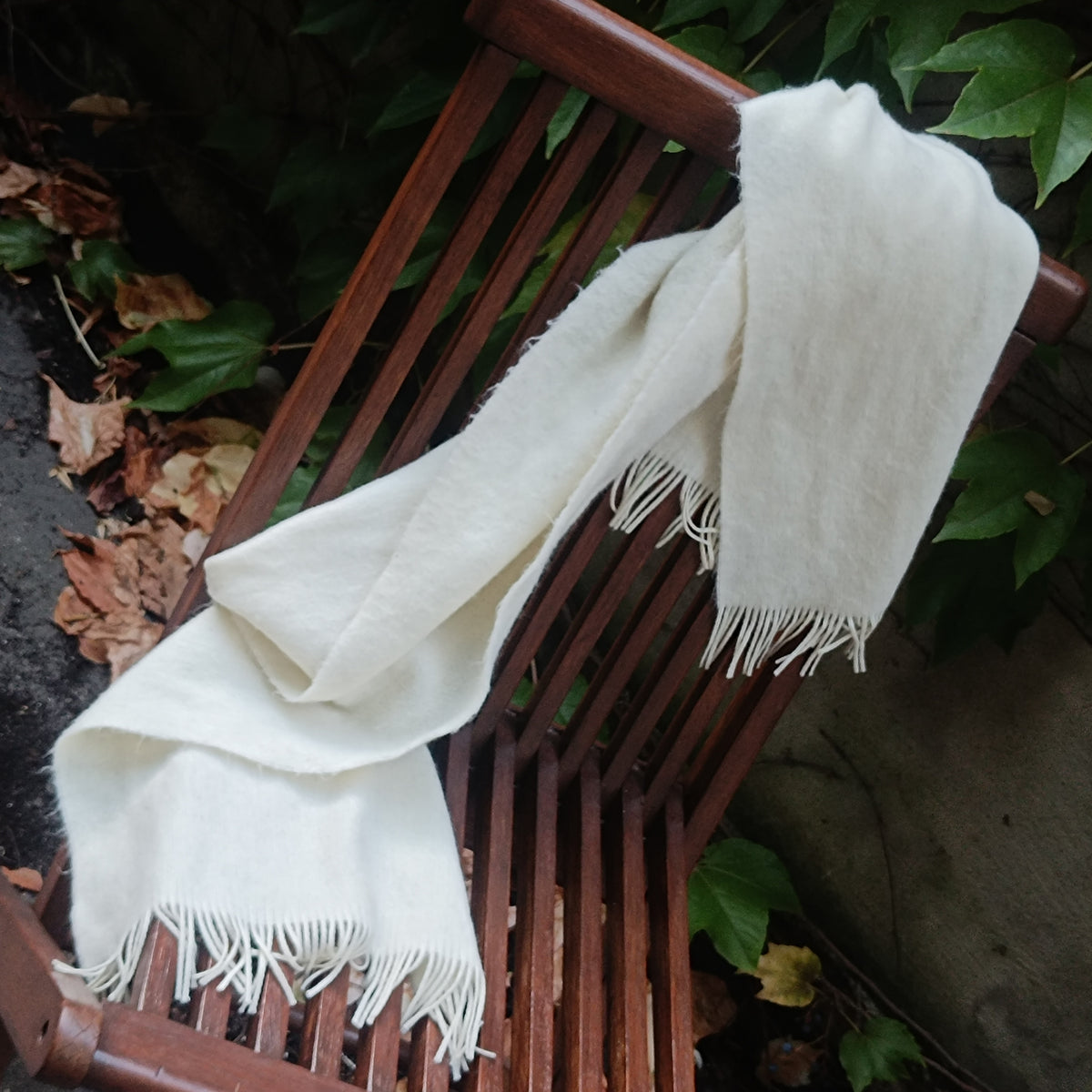 Vintage Soft Scarf - Off White Fringed Wrap | Cream Winter Shawl