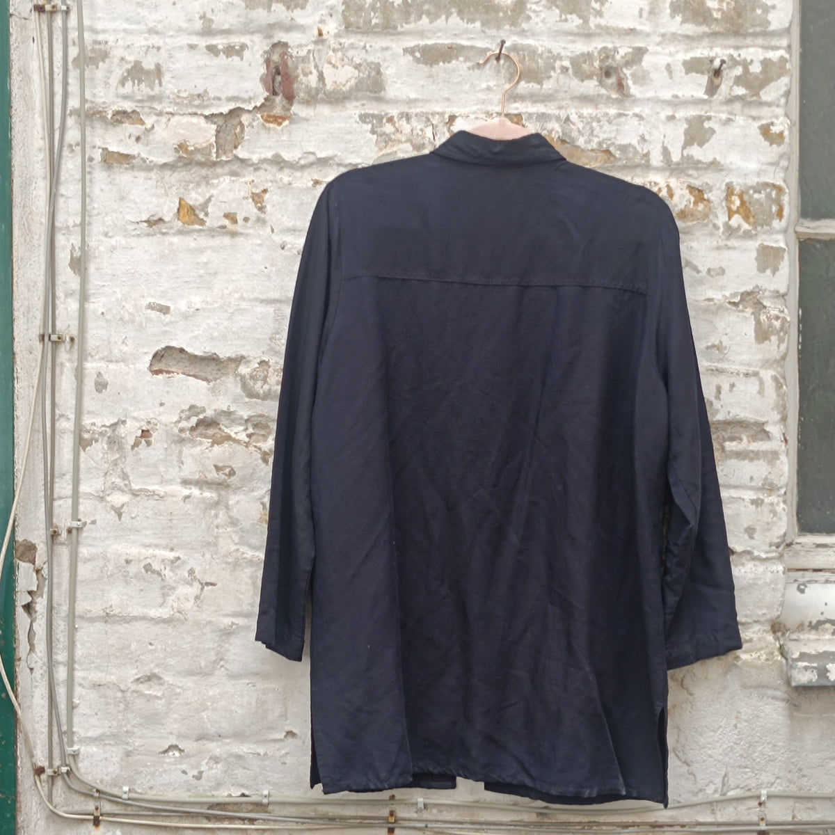 Vintage Black Oversized Utility Jacket | 90s Shirt Coat M/L