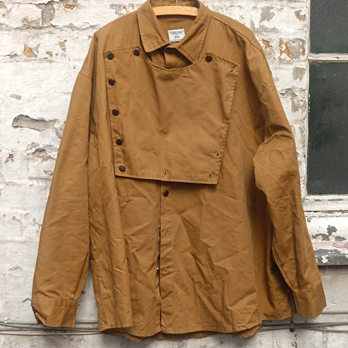 Vintage Military Style Bib Jacket - 90s Khaki Shirt Jacket - M/L