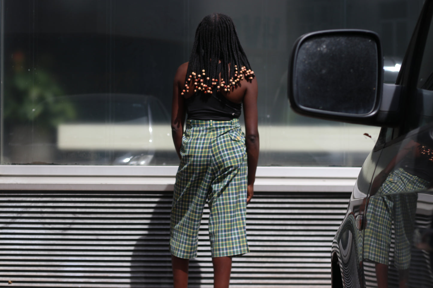Hammerschmidt Vintage 1980s Plaid Culottes Green Yellow Tartan High Waist Shorts