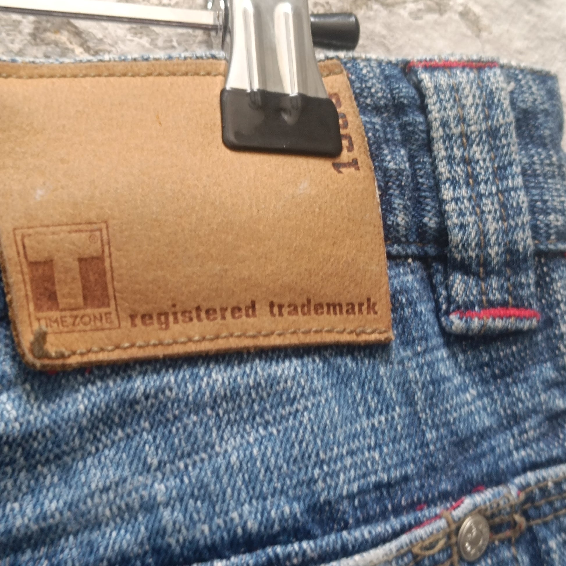 Vintage Timezone Jeans Y2K Patchwork Denim Pants Blue 2000s Wide Leg Trousers
