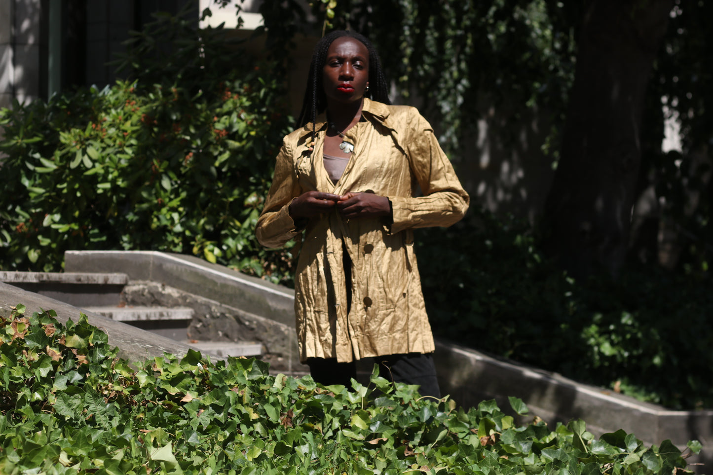 Georges Rech Vintage 90s Trench Coat - Mustard Brown Light Jacket