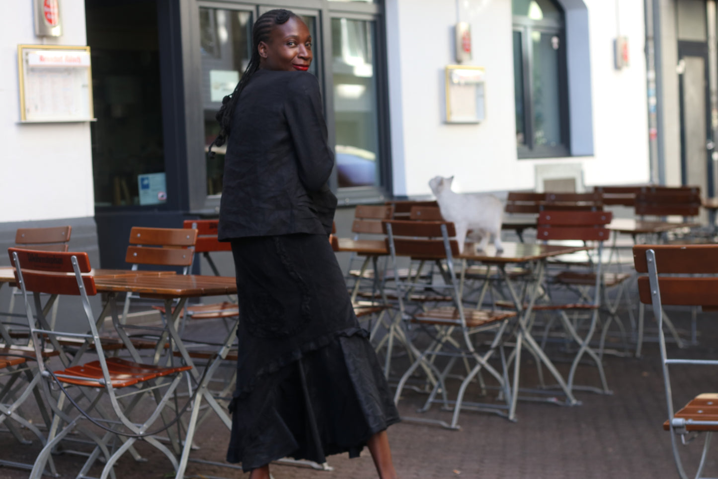 Vintage Avant Garde Maxi Rose Skirt | 90s Black Cotton Ruffled Design 
