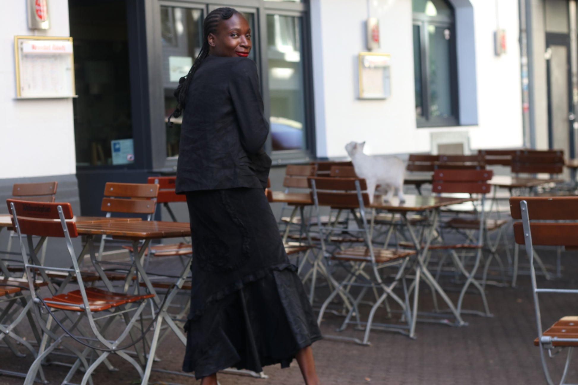 Vintage Avant Garde Maxi Rose Skirt | 90s Black Cotton Ruffled Design 
