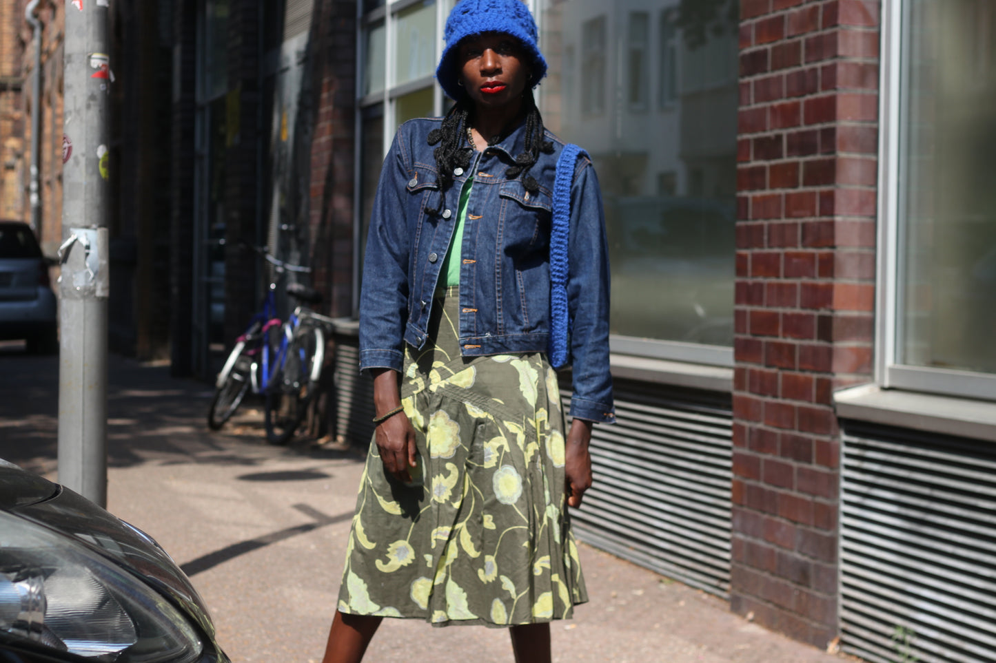 Floral Midi Skirt - Vintage 2000s Y2K Mexx Olive Green - Fits XS S