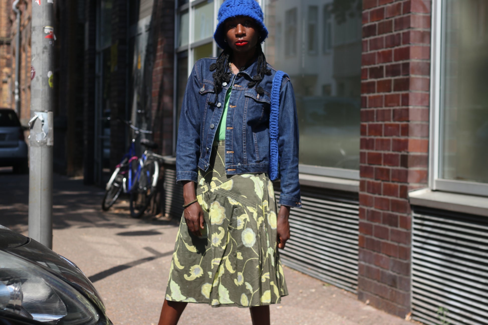 Floral Midi Skirt - Vintage 2000s Y2K Mexx Olive Green - Fits XS S