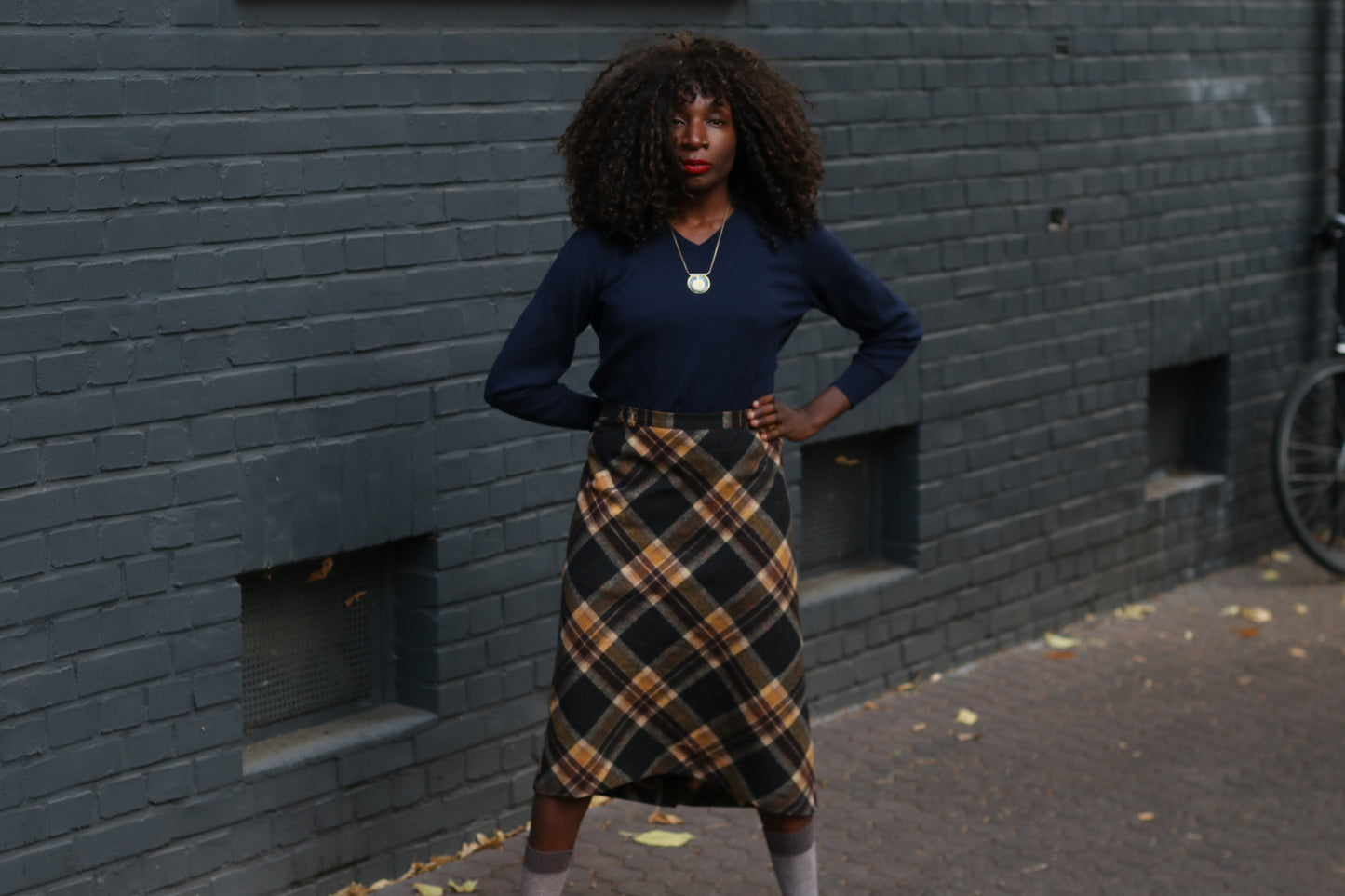Plaid Midi Skirt | Vintage 90s Tartan Wool Bias Cut Skirt M to L