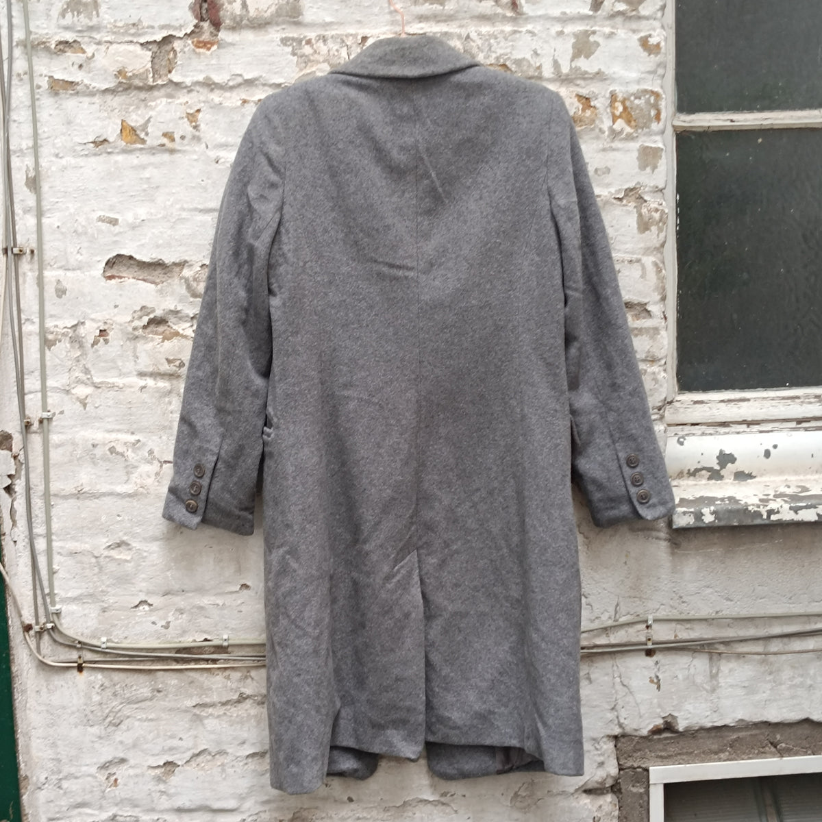 Vintage Grey Wool Coat | 90s Heine Cashmere Blend Overcoat | S