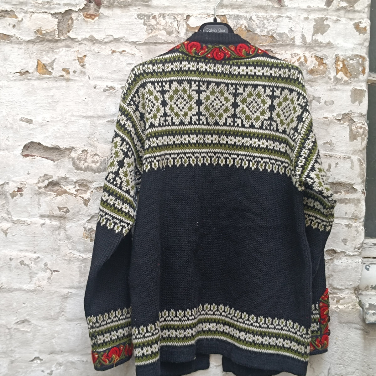 Vintage Norwegian Wool Cardigan | Nordstrikk Folk Knit | L/XL