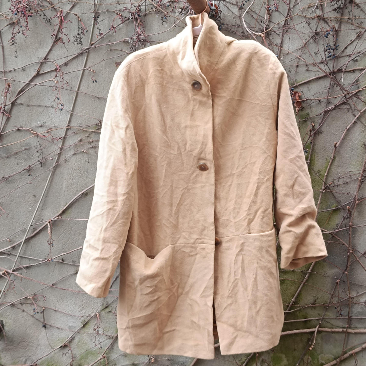 Vintage Wool Angora Coat | Classic Camel Quiet Luxury Jacket | S to M