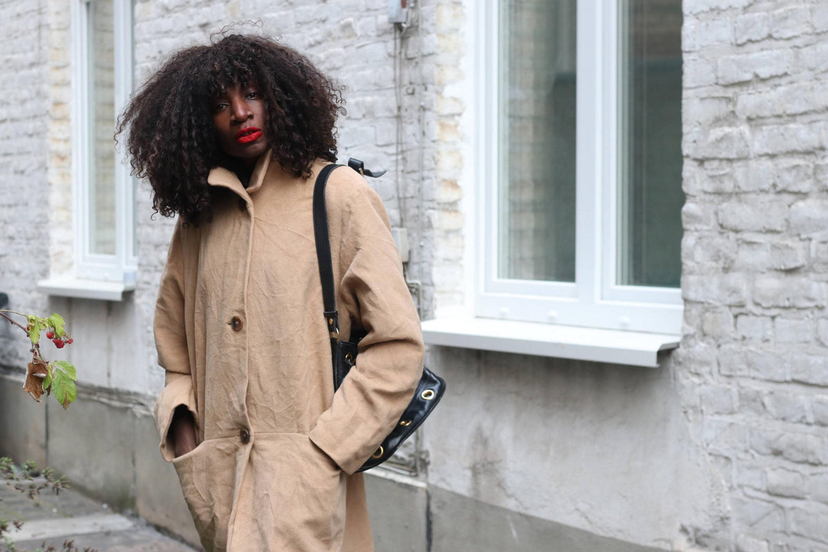 Vintage Wool Angora Coat | Classic Camel Quiet Luxury Jacket | S to M