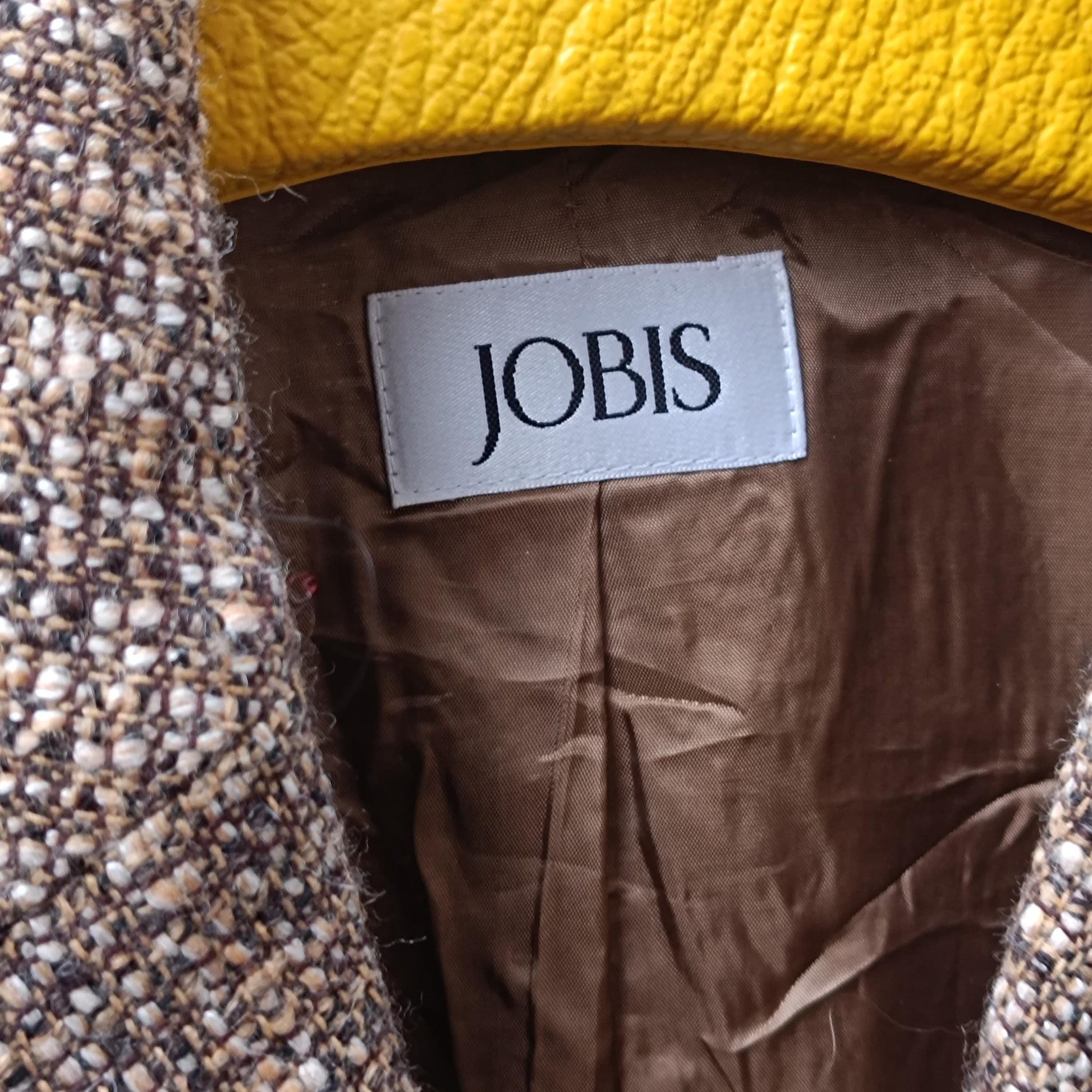 JOBIS Vintage Tweed Blazer| Brown Wool Blend Velvet Trim Jacket| Dark Academia Sz 12