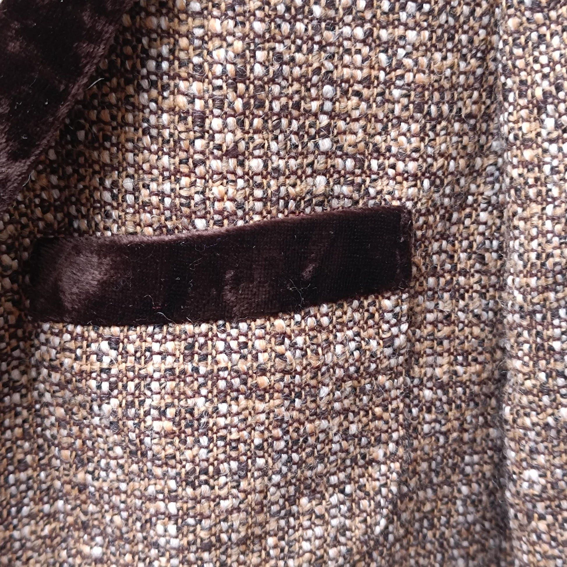 JOBIS Vintage Tweed Blazer| Brown Wool Blend Velvet Trim Jacket| Dark Academia Sz 12