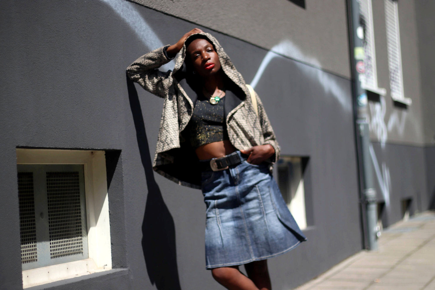 Vintage Esprit Denim Skirt Y2K Paneled A Line Midi Blue Jean Skirt 90s Vintage