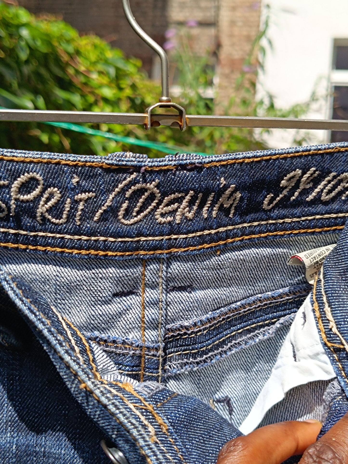 Vintage Esprit Denim Skirt Y2K Paneled A Line Midi Blue Jean Skirt 90s Vintage