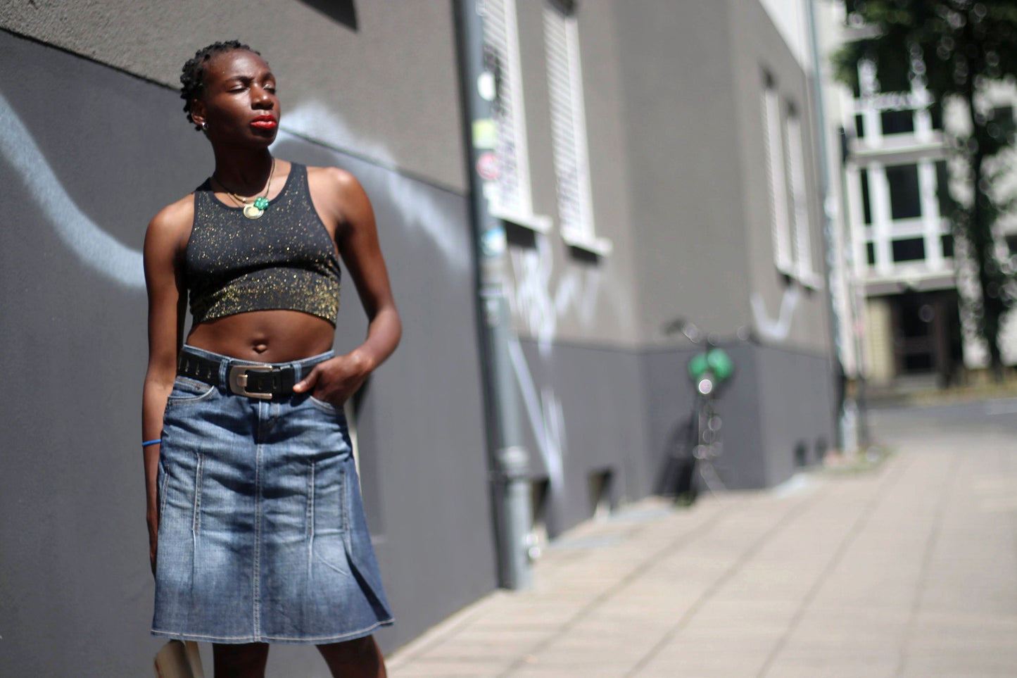 Vintage Esprit Denim Skirt Y2K Paneled A Line Midi Blue Jean Skirt 90s Vintage
