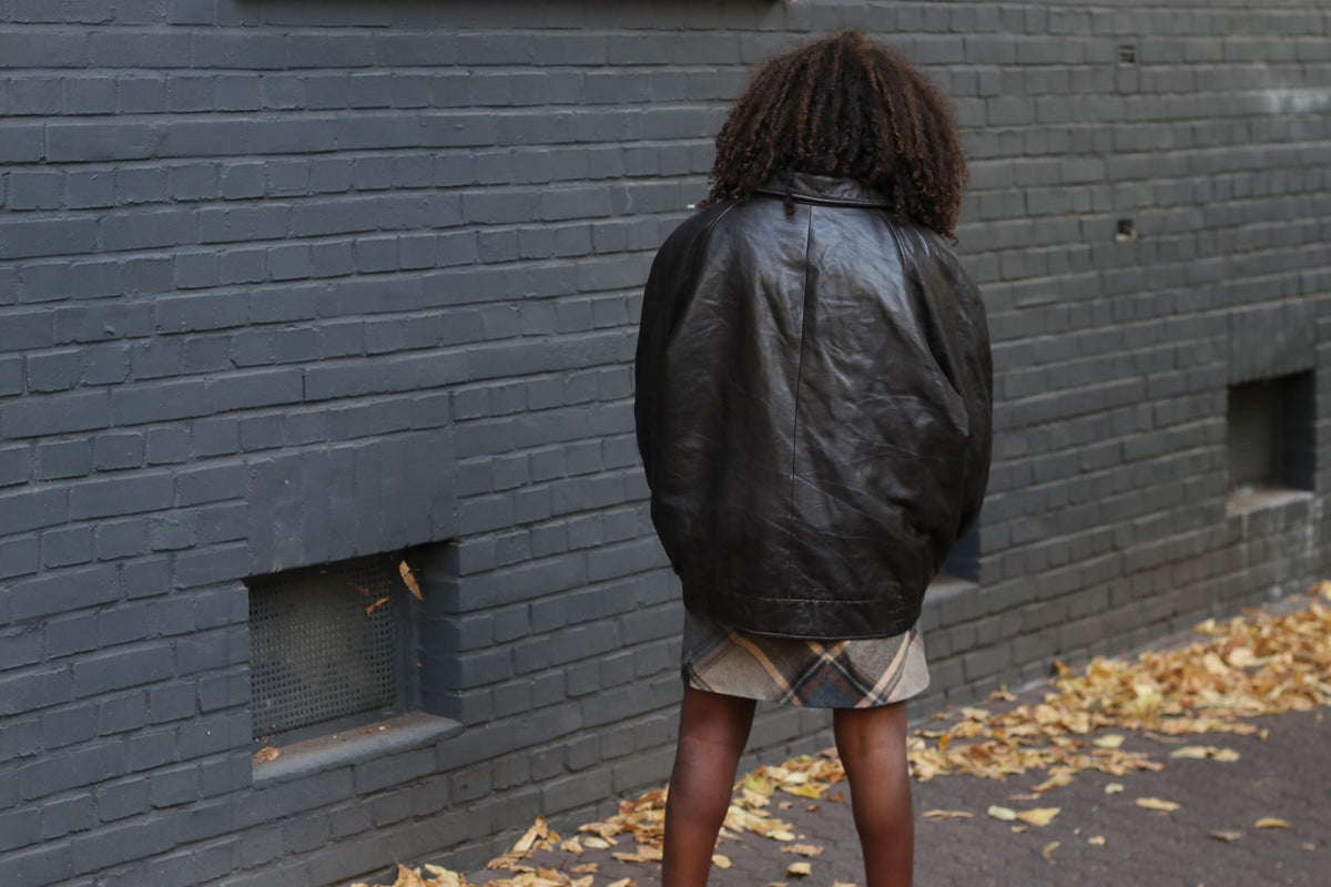 Vintage London Fog Leather Bomber Jacket | 90s Oversized Dark Brown Coat | L/XL