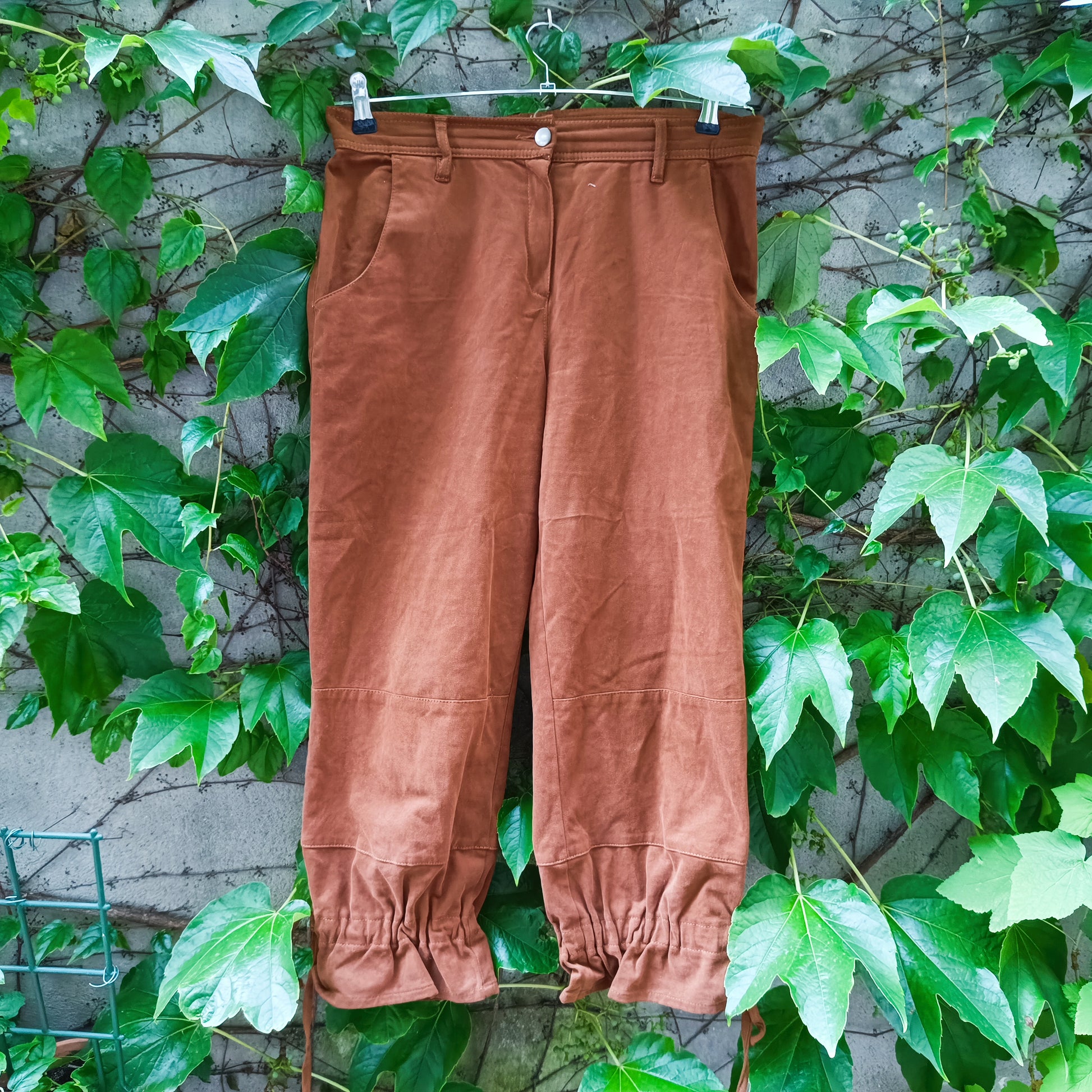 Vintage Y2K Brown Cropped Cargo Trousers - Drawstring Ankle Pants
