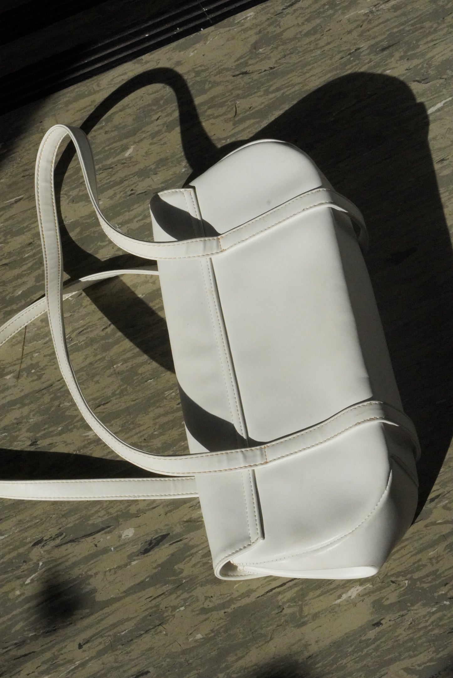 Vintage C Fabiani White Bag 90s Minimalist East West Shoulder Purse Retro Handbag