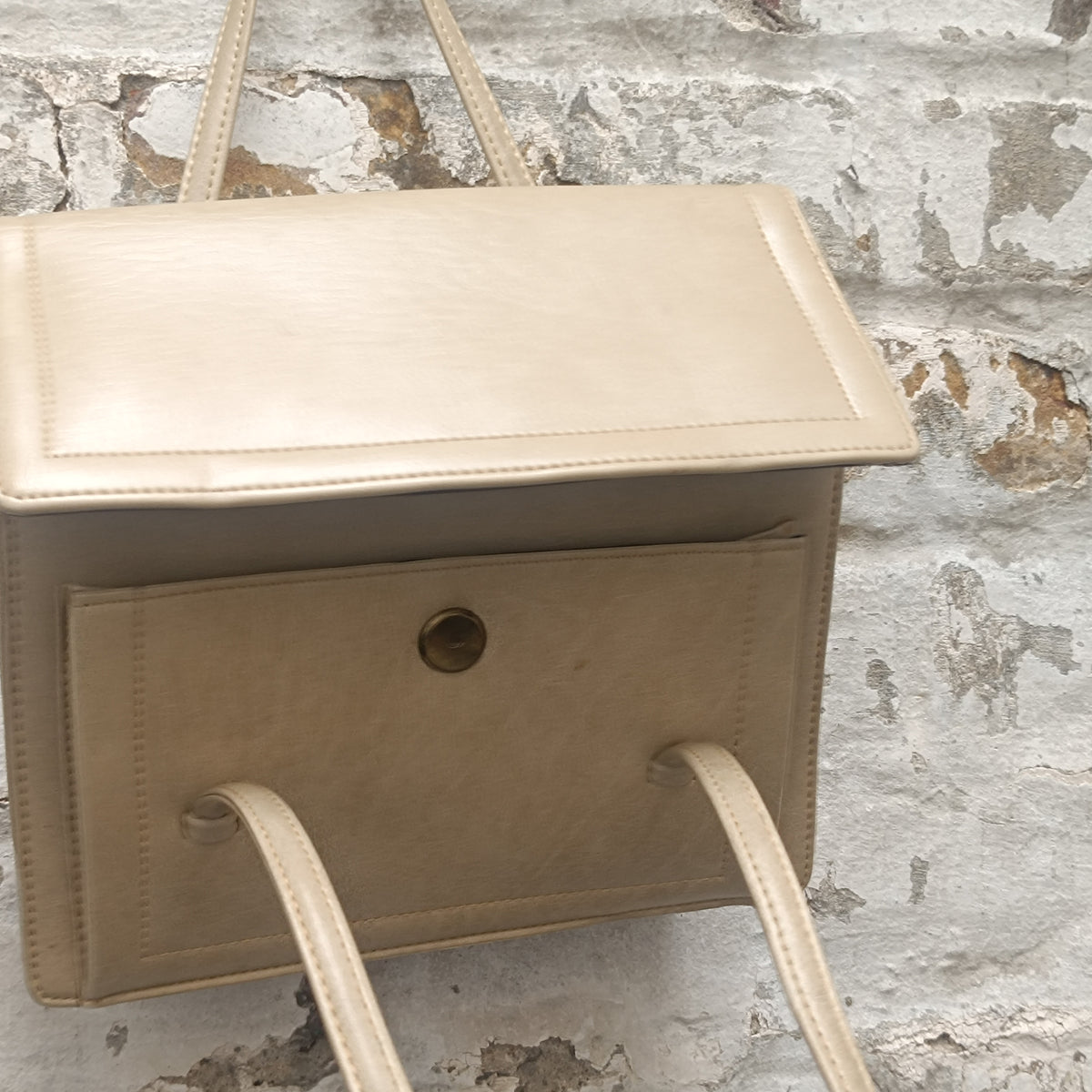 Beige Handbag | Vintage 80s Structured Shoulder Bag | Cream Purse