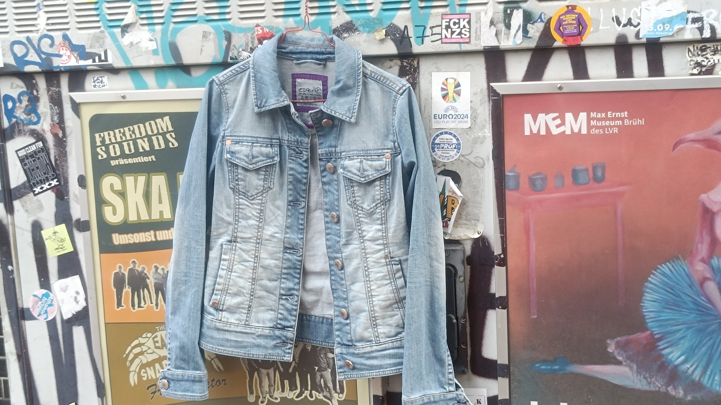 Esprit Vintage 90s Denim Jacket - Light Wash Fitted Jean Jacket