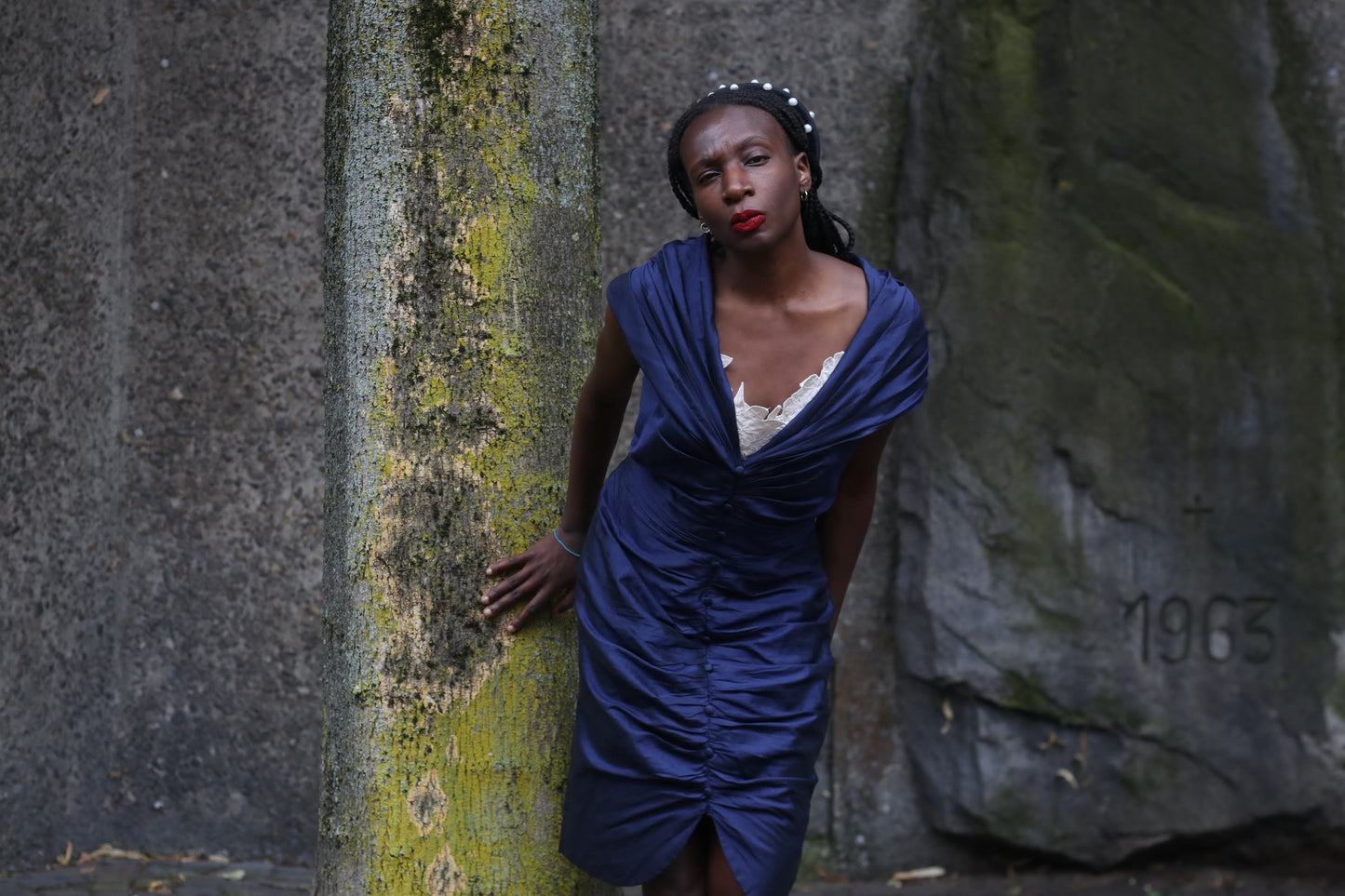 Vintage Silk Evening Dress | 80s Off Shoulder Ruched Party Gown | M-L