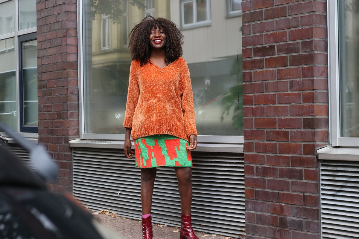 JW Anderson Strawberry Knit Mini Skirt Green Red Size S