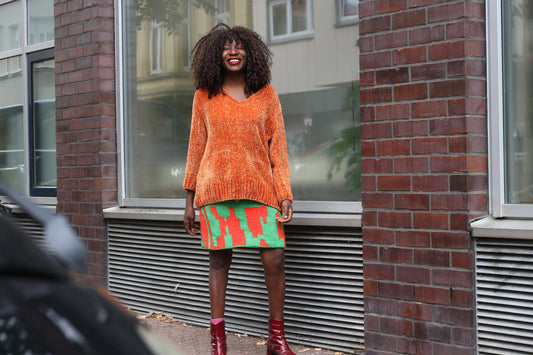 JW Anderson Strawberry Knit Mini Skirt Green Red Size S